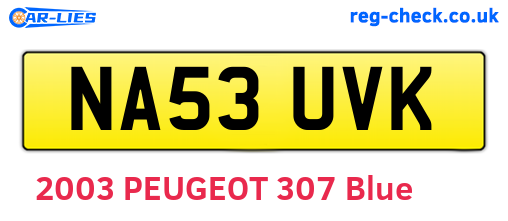 NA53UVK are the vehicle registration plates.