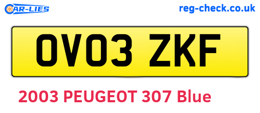 OV03ZKF are the vehicle registration plates.