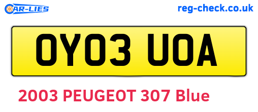 OY03UOA are the vehicle registration plates.