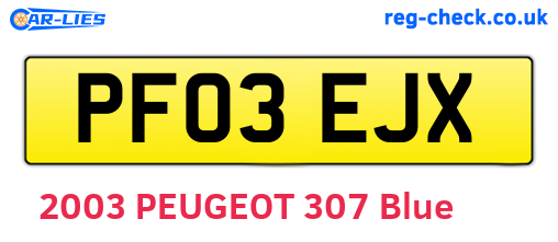 PF03EJX are the vehicle registration plates.