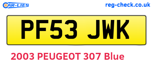 PF53JWK are the vehicle registration plates.