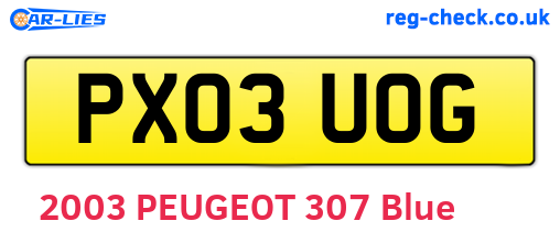 PX03UOG are the vehicle registration plates.