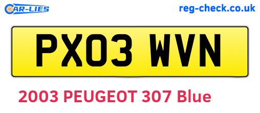 PX03WVN are the vehicle registration plates.