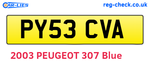 PY53CVA are the vehicle registration plates.