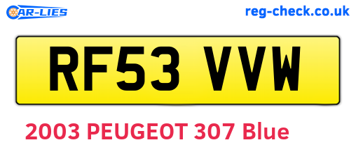 RF53VVW are the vehicle registration plates.