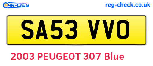 SA53VVO are the vehicle registration plates.