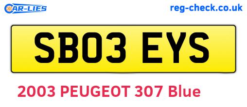 SB03EYS are the vehicle registration plates.