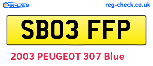 SB03FFP are the vehicle registration plates.