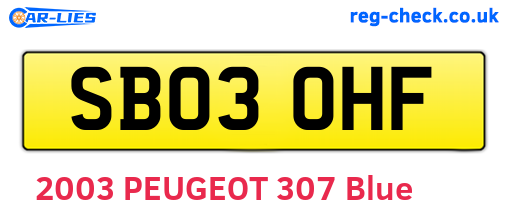 SB03OHF are the vehicle registration plates.