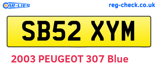 SB52XYM are the vehicle registration plates.