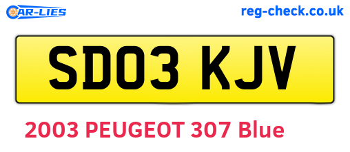SD03KJV are the vehicle registration plates.