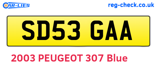 SD53GAA are the vehicle registration plates.