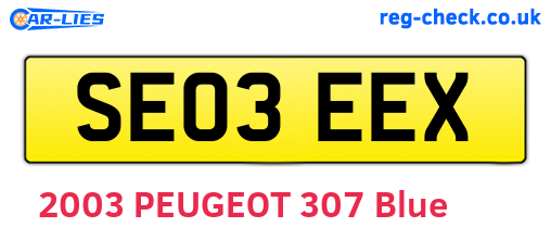 SE03EEX are the vehicle registration plates.