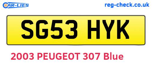 SG53HYK are the vehicle registration plates.