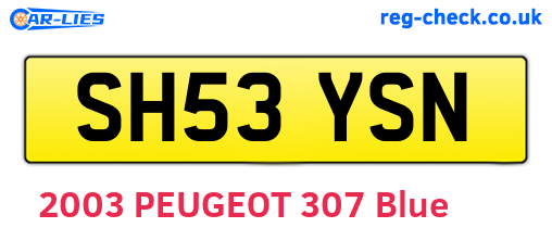 SH53YSN are the vehicle registration plates.