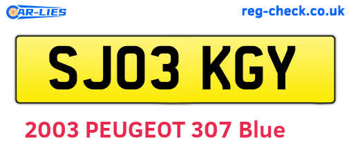 SJ03KGY are the vehicle registration plates.