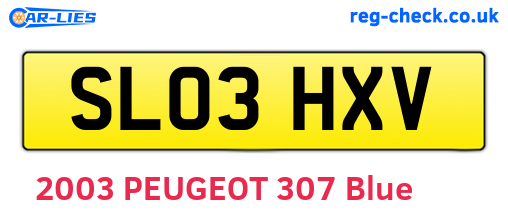 SL03HXV are the vehicle registration plates.
