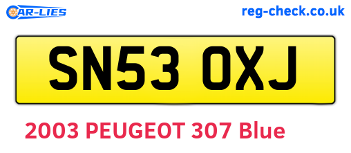 SN53OXJ are the vehicle registration plates.