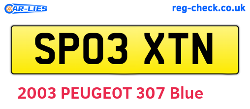 SP03XTN are the vehicle registration plates.