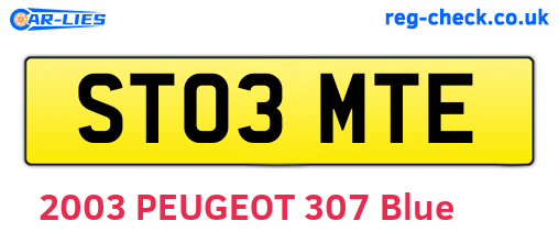 ST03MTE are the vehicle registration plates.