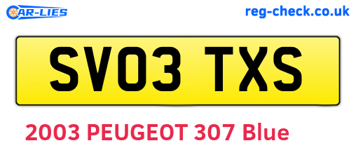 SV03TXS are the vehicle registration plates.