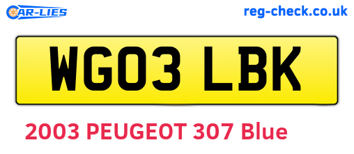 WG03LBK are the vehicle registration plates.