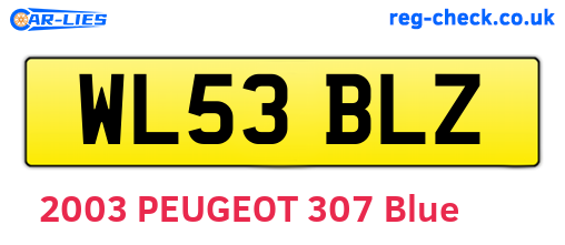 WL53BLZ are the vehicle registration plates.