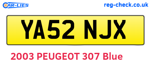 YA52NJX are the vehicle registration plates.
