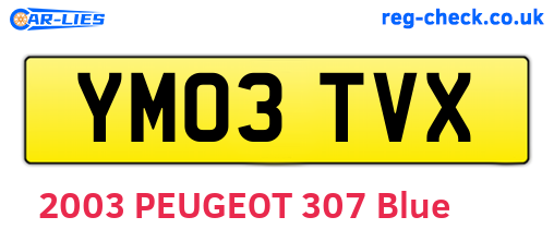 YM03TVX are the vehicle registration plates.