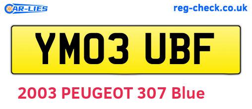YM03UBF are the vehicle registration plates.