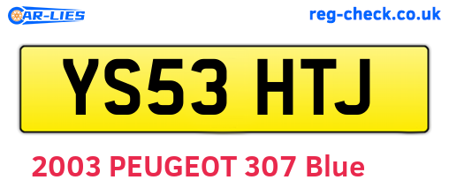 YS53HTJ are the vehicle registration plates.