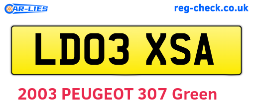 LD03XSA are the vehicle registration plates.
