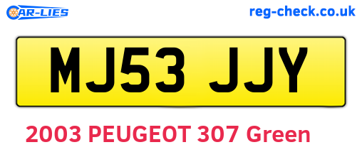 MJ53JJY are the vehicle registration plates.