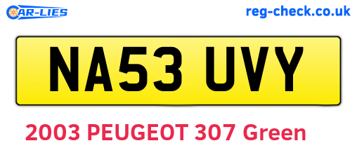 NA53UVY are the vehicle registration plates.