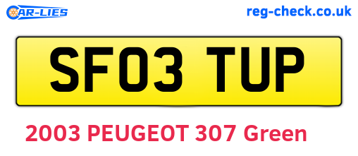 SF03TUP are the vehicle registration plates.