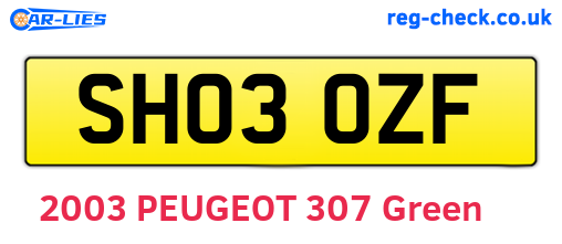 SH03OZF are the vehicle registration plates.