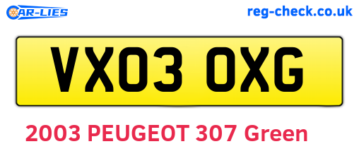 VX03OXG are the vehicle registration plates.