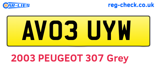 AV03UYW are the vehicle registration plates.