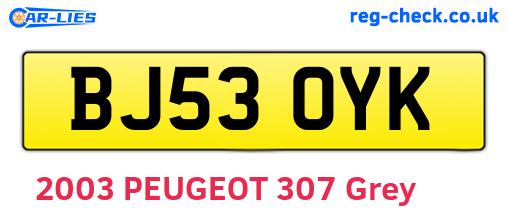 BJ53OYK are the vehicle registration plates.