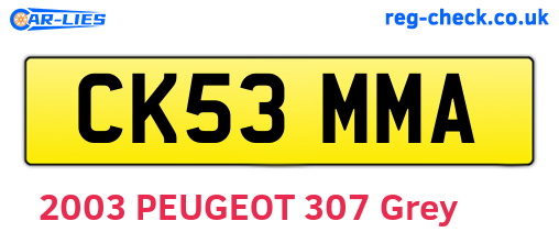 CK53MMA are the vehicle registration plates.