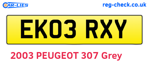 EK03RXY are the vehicle registration plates.