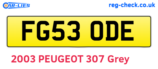 FG53ODE are the vehicle registration plates.