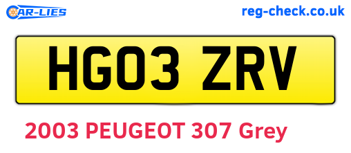 HG03ZRV are the vehicle registration plates.