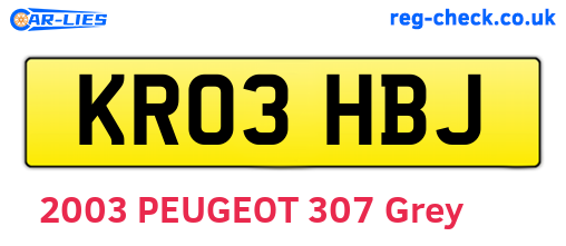 KR03HBJ are the vehicle registration plates.