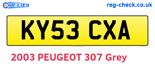 KY53CXA are the vehicle registration plates.