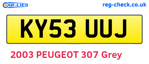 KY53UUJ are the vehicle registration plates.