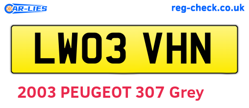 LW03VHN are the vehicle registration plates.
