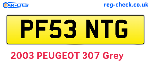 PF53NTG are the vehicle registration plates.