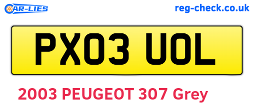 PX03UOL are the vehicle registration plates.