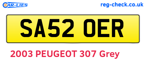 SA52OER are the vehicle registration plates.